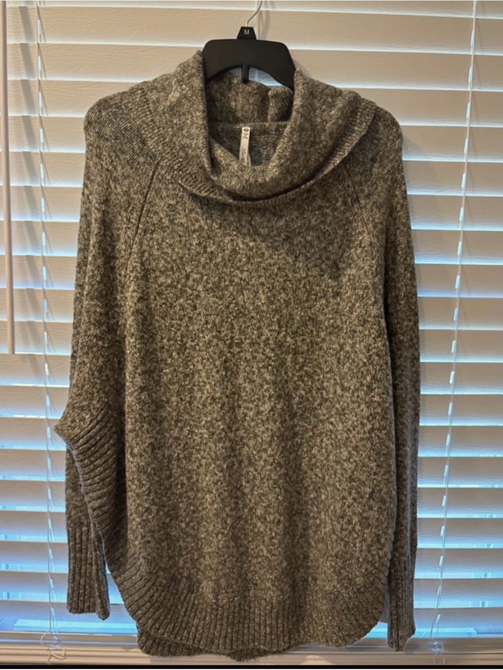 Leo & Nicole Heathered Gray Cowl Neck Poncho Style Sweater